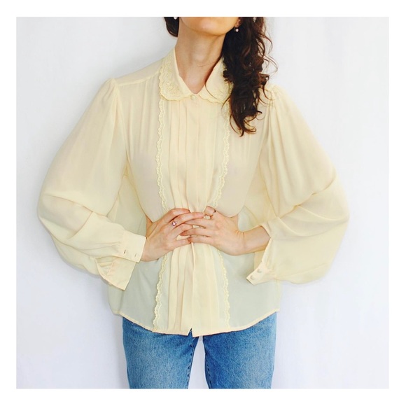 Vintage Soft Yellow Blouse - Picture 1 of 4
